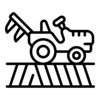 Tractor plowing cultivated agricultural field with pitchfork vector