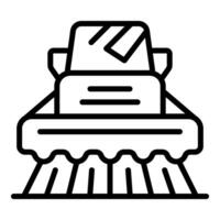 A black and white line drawing of a tractor vector