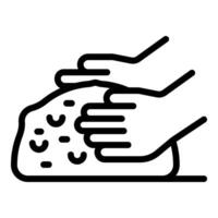 Potter kneading clay for pottery making process icon vector