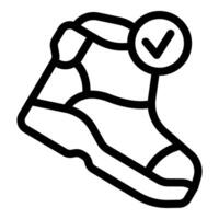 Hiking boot passing quality control check icon representing reliability and safety vector