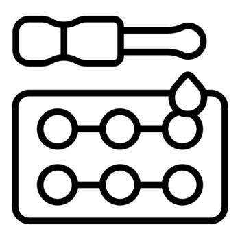 Pipette adding drops of reagent to a test strip for analysis vector