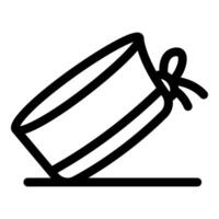 Round tin can lying on its side with a ribbon tie vector