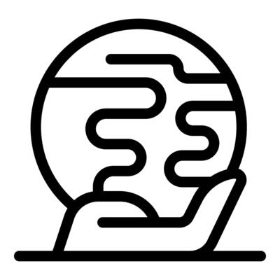 Hand holding planet earth icon showing environmental protection and conservation