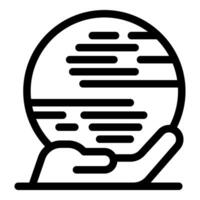 Hand holding abstract globe showing parallel lines icon illustration vector