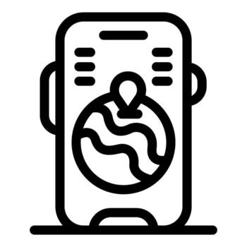 Smartphone showing earth globe with location pin, global positioning system technology vector