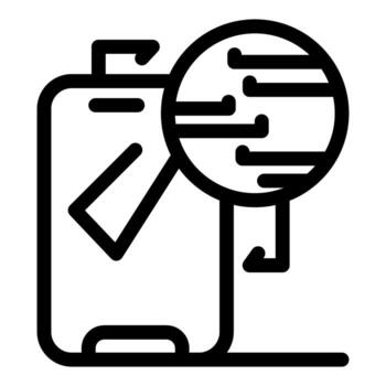 Magnifying glass exploring mobile phone data flow, cybersecurity and analysis concept vector