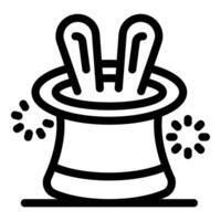 Magician showing rabbit ears from top hat, magic performance icon vector