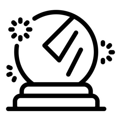 Crystal ball shining with magic light predicting future events