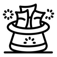 Magic tickets appearing from magician hat with sparkles vector