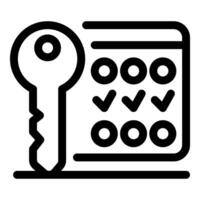 Key unlocking access to multiple choice exam or test representing knowledge assessment vector