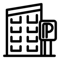 Parking available near modern building with multiple windows vector