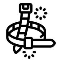 Cable tie wrapping around, fastening and securing with ratchet mechanism vector