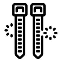 Double cable ties with lock mechanism, securing and binding icon vector