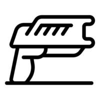 Futuristic space gun pixel perfect icon representing weapon vector