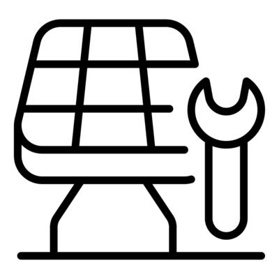 Solar panel maintenance with wrench, ensuring efficient renewable energy