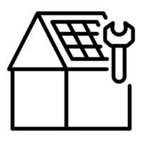 Installing and maintaining solar panels on the roof of a house vector