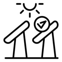 Solar panels installation receiving sunlight with check mark icon, efficient and eco friendly energy source vector