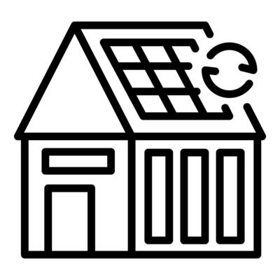 House generating clean energy with solar panels on roof