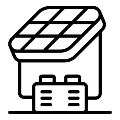 Solar panel generating electricity and powering a battery, renewable energy source