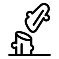Woodcutter axe falling on tree trunk icon representing deforestation vector
