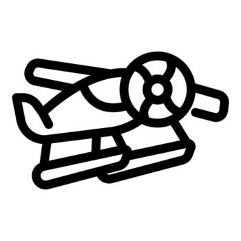 Floatplane flying with rotating propeller, side view vector