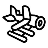 Bush plane flying with landing gear extended, ready for landing vector