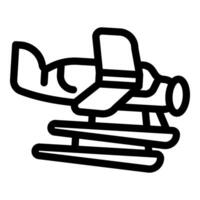 Seaplane floating on water with skis extended, ready for takeoff vector