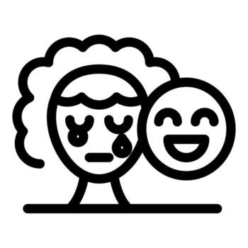 Bipolar disorder showing crying and smiling faces representing mood swings vector