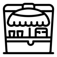 Street food stall selling drinks and snacks with parasol and awning vector