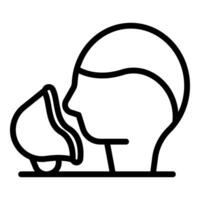 Man breathing through respiratory mask icon, protecting health and preventing disease transmission vector