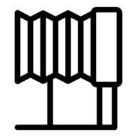 Folding screen room divider standing on floor, simple black line icon vector