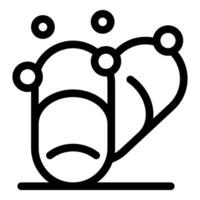 Nano robots creating molecular structure with sad emoticon, nanotechnology icon vector