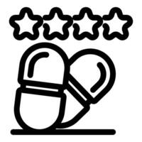 Two pills receiving five star rating representing positive customer feedback vector