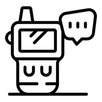 Walkie talkie sending message, portable communication device icon vector