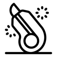 Rotary cutter on surface creating sparks, office tool icon vector