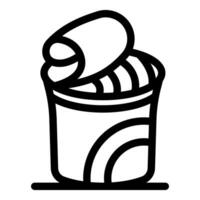 Opened cup of instant noodles is steaming hot vector
