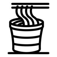 Chopsticks picking up noodles from cup of instant ramen vector