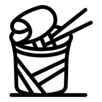 Instant noodles cup with chopsticks and egg ready to eat vector