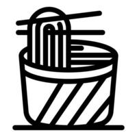 Chopsticks picking noodles from cup of instant ramen vector