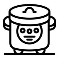 Modern multi cooker steaming rice on kitchen counter vector
