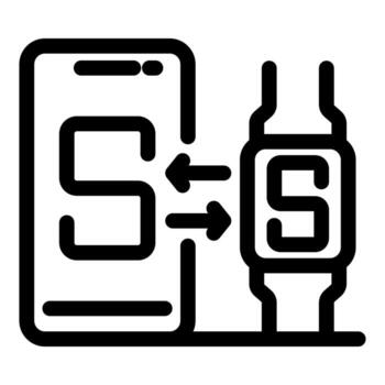 Smartphone sending data to smartwatch via wireless connection vector