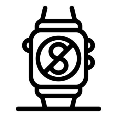 Smartwatch showing sleep mode icon, resting and recharging with technology