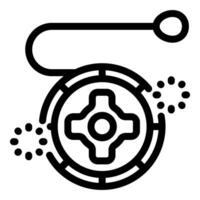 Yo yo toy rotating and playing with string, childhood fun icon vector