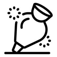 Piping bag pouring icing on cake, simple bakery icon vector