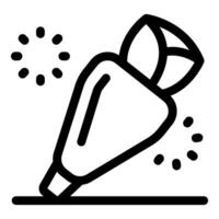 Pastry bag squeezing icing onto cake, piping bag creating decoration vector