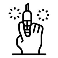 Hand holding vape pen with sparks, vaping and electronic cigarette concept vector