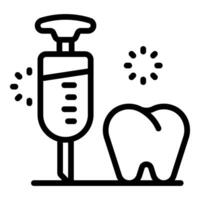 Dentist is whitening teeth using a syringe and a special liquid vector