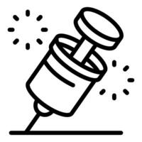 Syringe injecting substance creating sparkles effect, medical treatment line icon vector