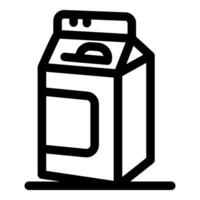 Milk or juice carton box with opened cap, line drawing icon vector