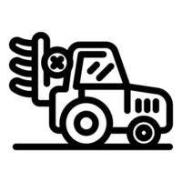 Forklift truck moving cargo on pallets in outline style vector